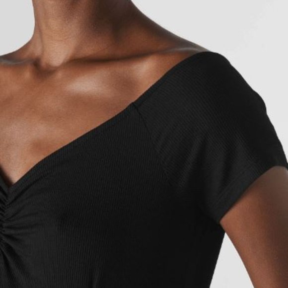 NWT New Whistles Black Gather Front Bardot Rib Top Size UK10/US6 - Picture 3 of 12